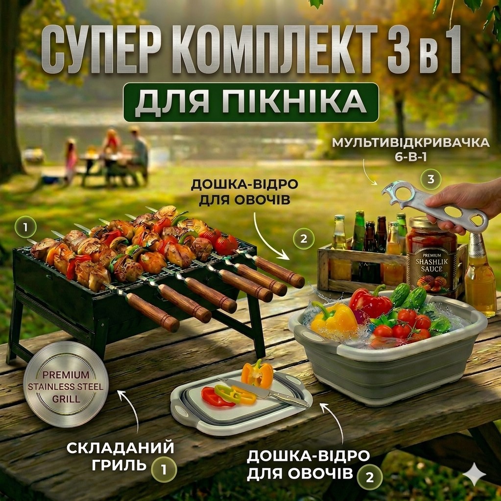 Портативний складний мангал-гриль
